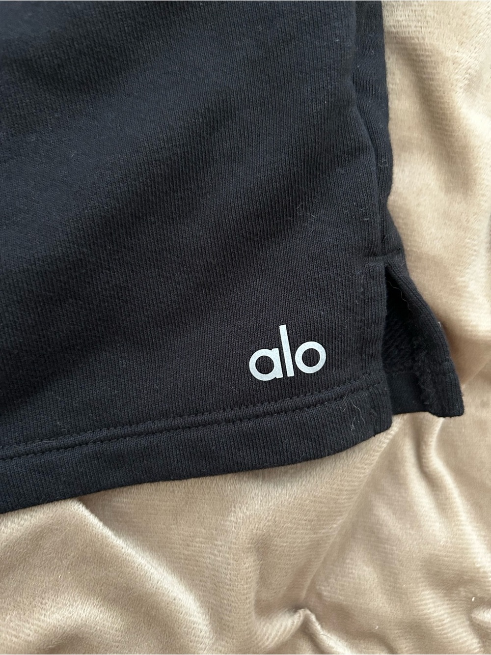 ALO Yoga Black cotton Athletic Shorts with White Logo
